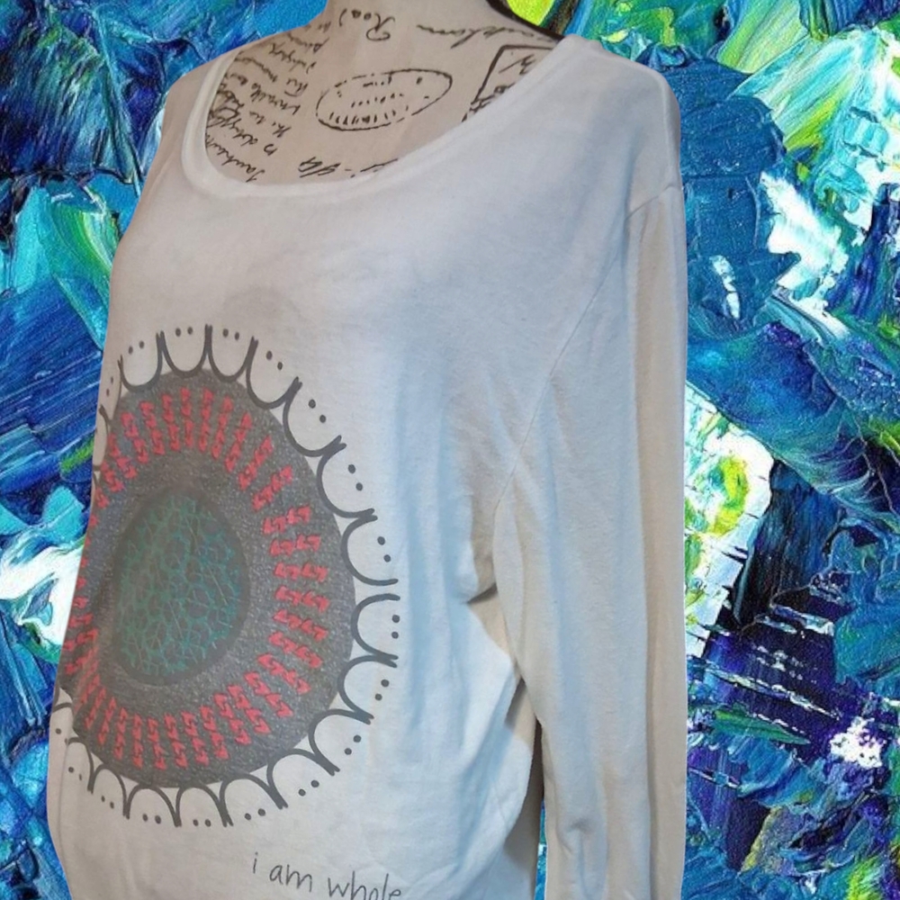 White Long Sleeve Shirt with Graphic Design